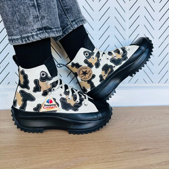 ⭐Rare Converse Run Star Hike Hi Women Shoes Sz 6.5 Leopard Platform Gold 172036C - Picture 3 of 12